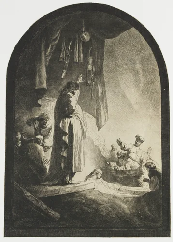 De opwekking van Lazarus: grote plaat by Pierre François Basan, print, 1760-1781