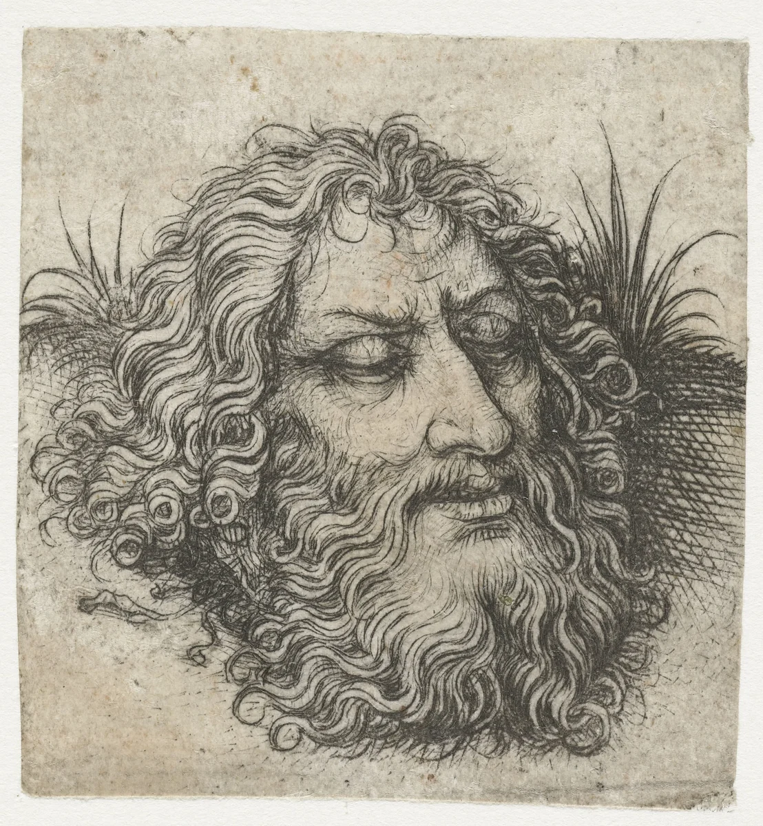 Het hoofd van Johannes de Doper of van Goliath by Meester van het Amsterdamse Kabinet, print, 1483-1487