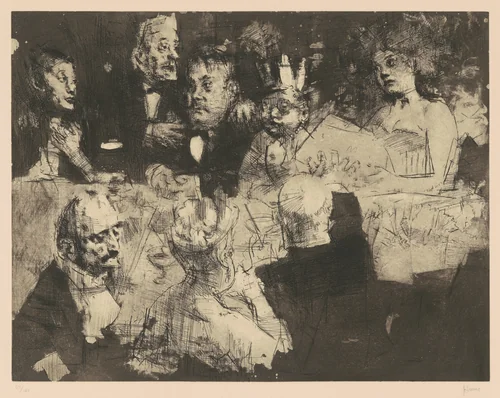 Election Night by Jack Levine, print, 1969