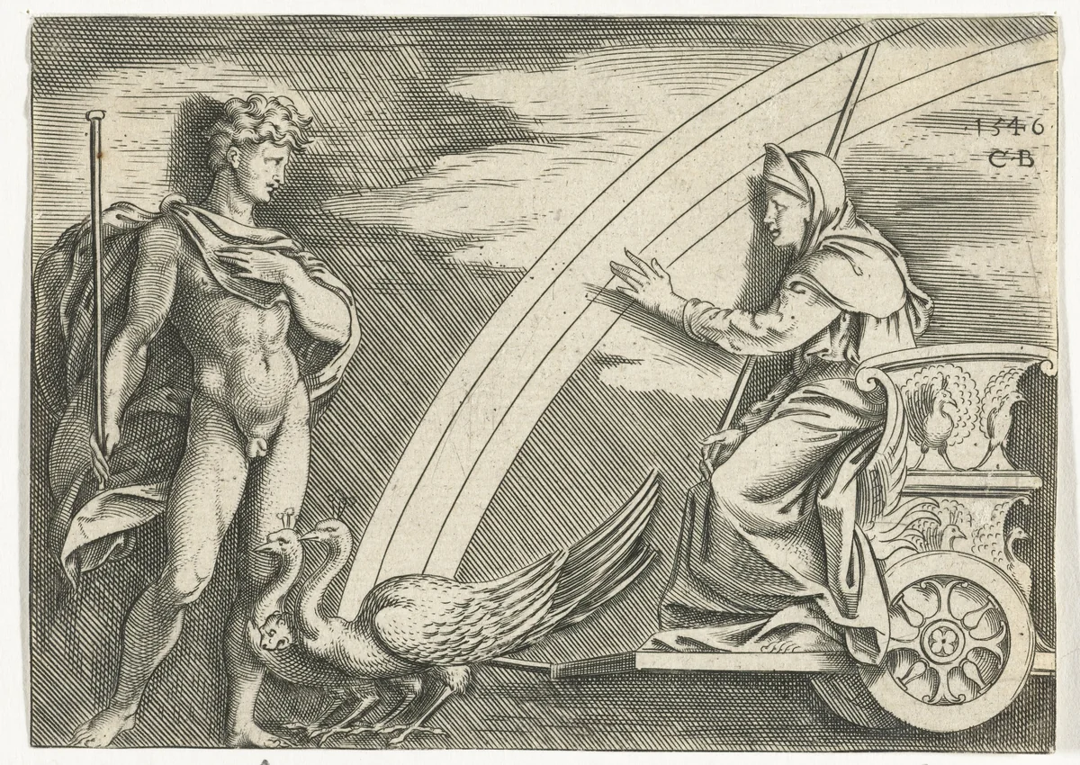 Juno en Aeolus by Unknown, print, 1546