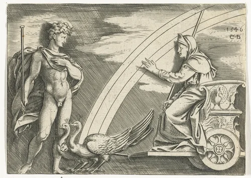 Juno en Aeolus by Unknown, print, 1546