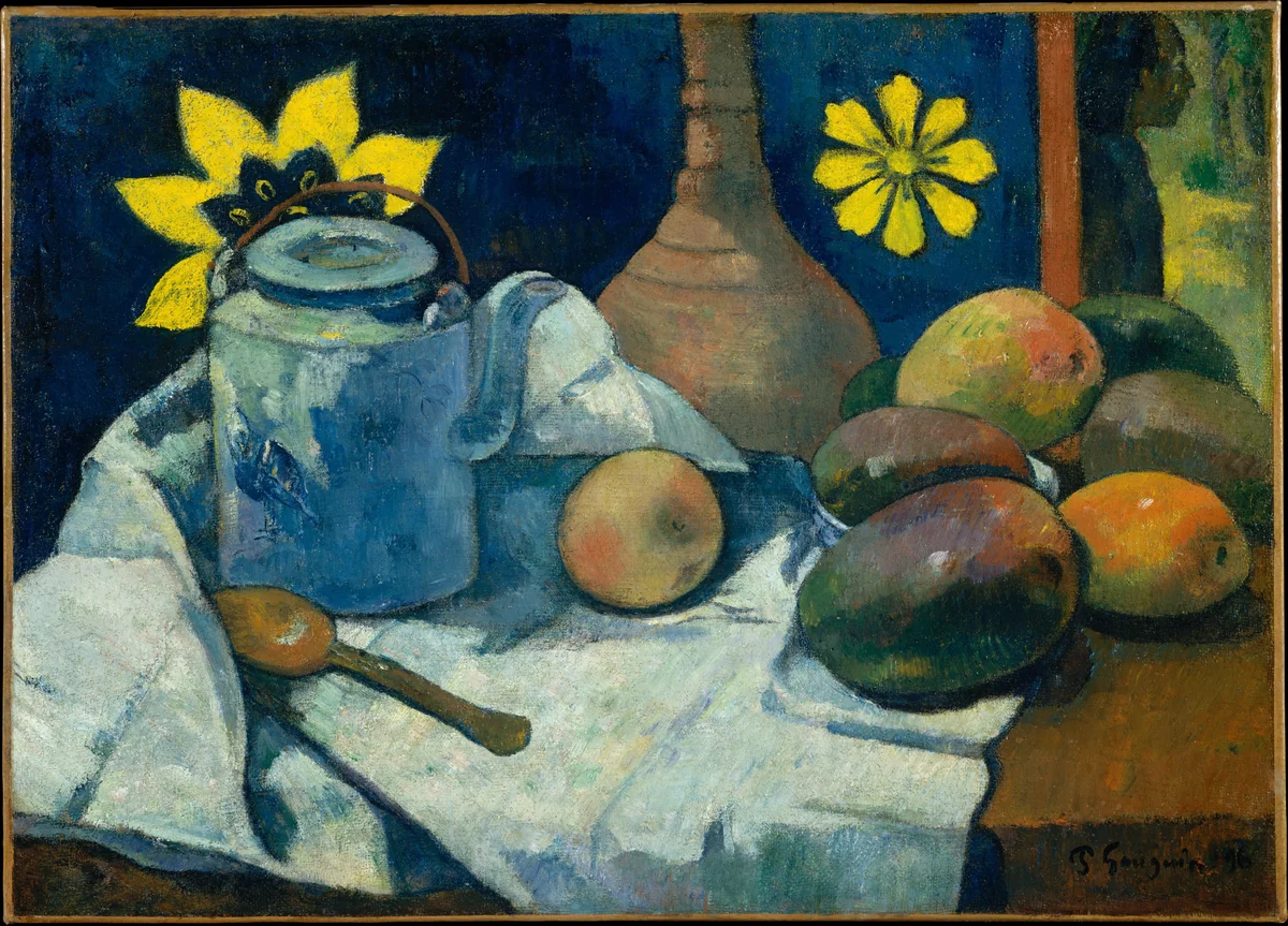 Still Life with Teapot and Fruit by Paul Gauguin, painting, 1896