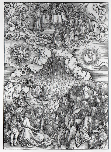 Het openen van het vijfde en het zesde zegel by Unknown, print, 1497-1498