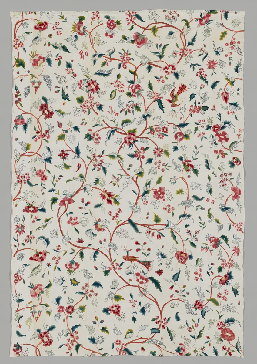 Crewel Work Curtain by English, textile, 1700-1750