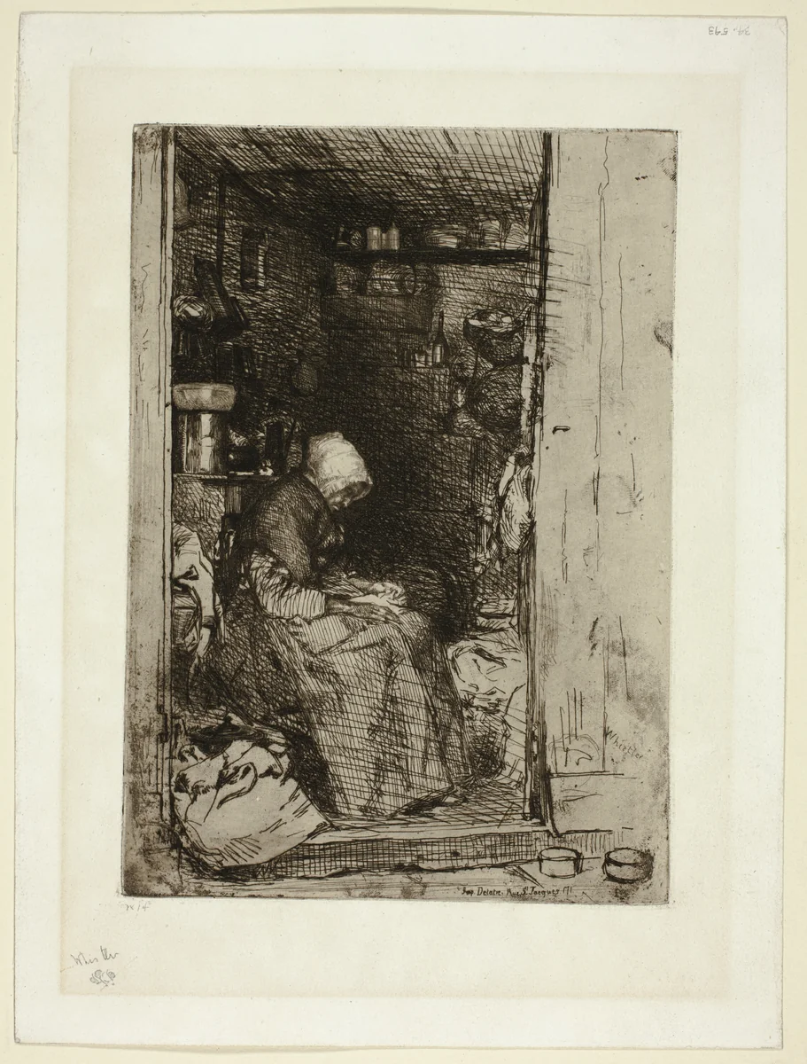 La Vieille aux Loques (The Old Woman with Rags) by James McNeill Whistler, print, 1858