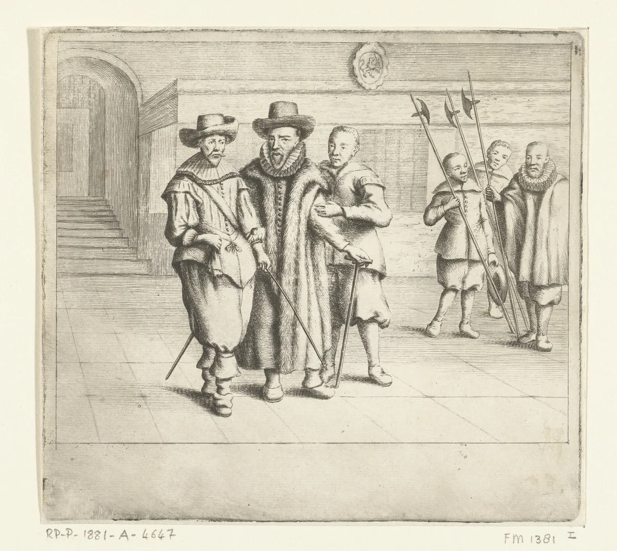 Oldenbarnevelt wordt naar het schavot geleid, 1619 by Hendrik Bary, print, 1668-1670