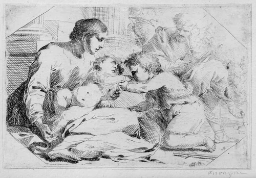 The Mystic Marriage of Saint Catherine by Jan Miele, print, 1650-1657