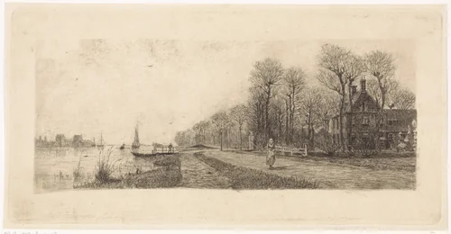 Huizen aan de Amstel by Elias Stark, print, 1887