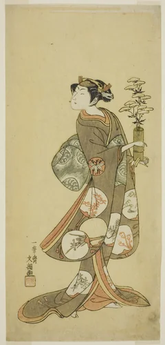 The Actor Yamashita Kyonosuke I in a Female Role by Ippitsusai Buncho, print, 1764-1774