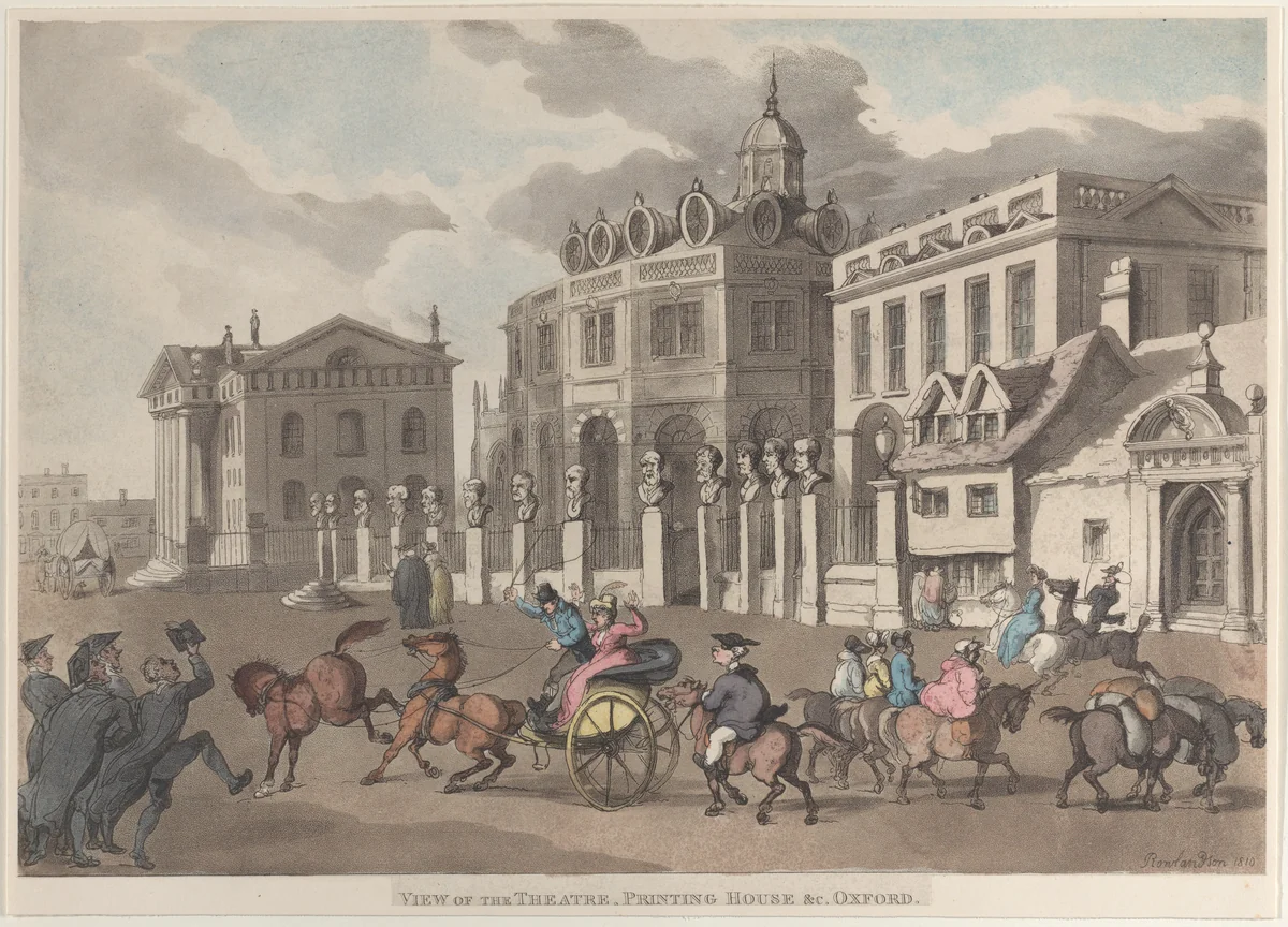 View of the Theatre, Printing House &c. Oxford by Thomas Rowlandson, print, 1810