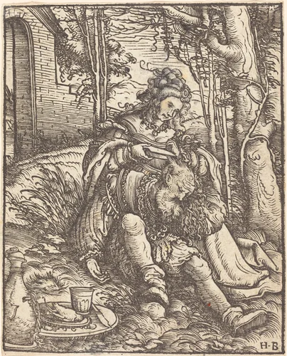 Samson and Delilah by Hans Burgkmair, print, 1473-1531