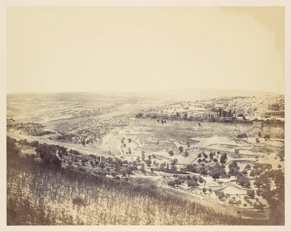 [Garden of Gethsemane and View of Jerusalem] by John Anthony, photograph, 1860-1869
