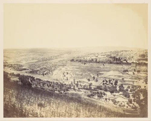 [Garden of Gethsemane and View of Jerusalem] by John Anthony, photograph, 1860-1869