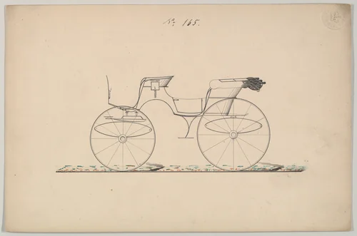 Design for 4 seat Phaeton, with top, no. 165 by Brewster & Co., drawing, 1850-1874