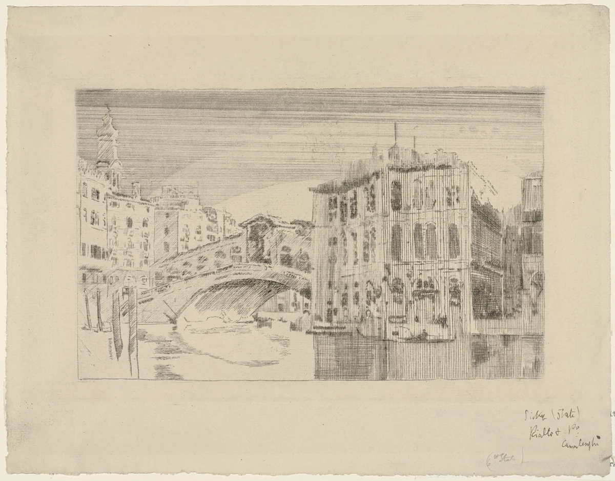 The Rialto and the Palazzo Camerlenghi by Walter Richard Sickert, print, 1901