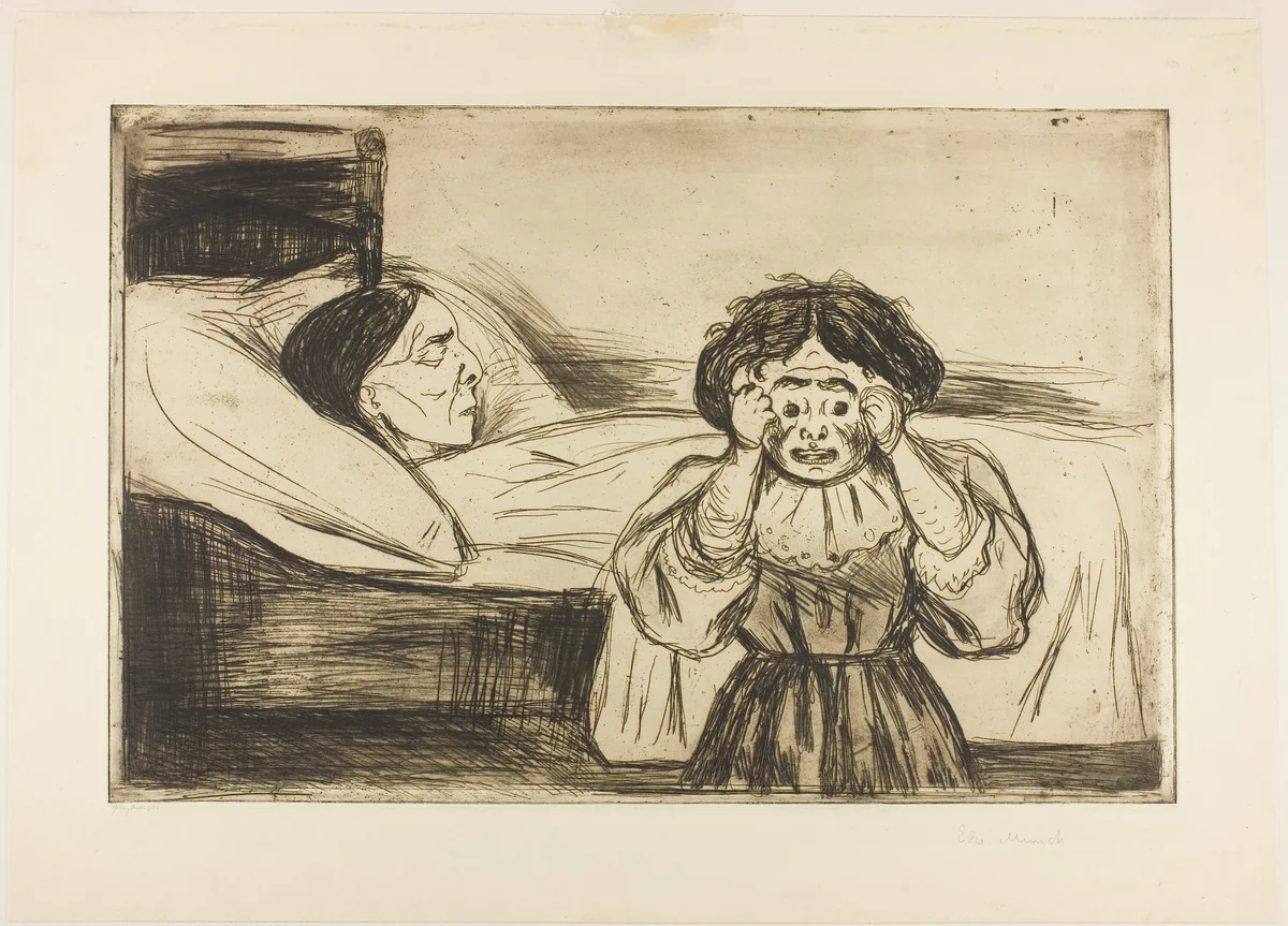 The Dead Mother and Her Child by Edvard Munch, print, 1901