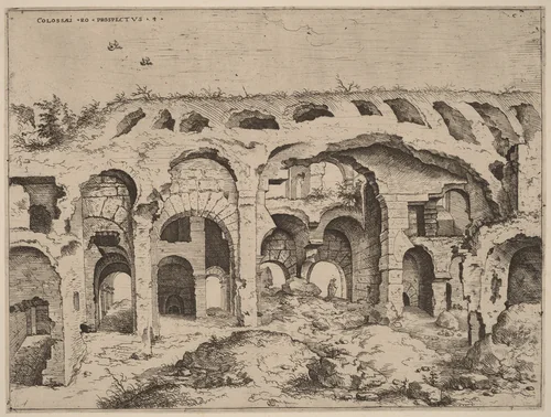 Fourth View of the Colosseum by Hieronymus Cock, print, 1550
