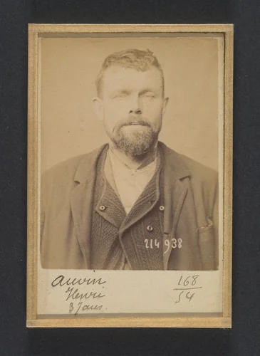 Auvin. Henri. 37 ans, né à St-Meme (Charente-Inférieure). Chaudronnier. Anarchiste. 1/3/94. by Alphonse Bertillon, photograph, 1894