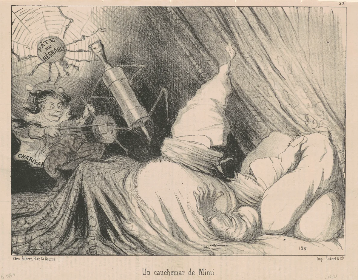 Un cauchemar de Mimi by Honoré Daumier, print, 1850