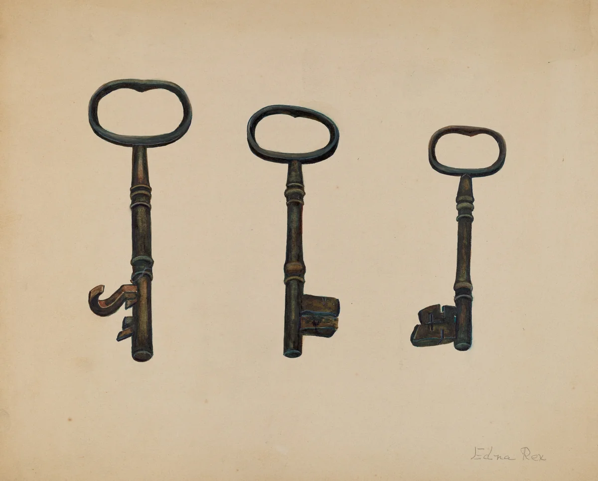 Keys to John Marshall House by Edna Crenshaw Rex, index of american design, 1937