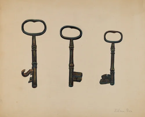 Keys to John Marshall House by Edna Crenshaw Rex, index of american design, 1937