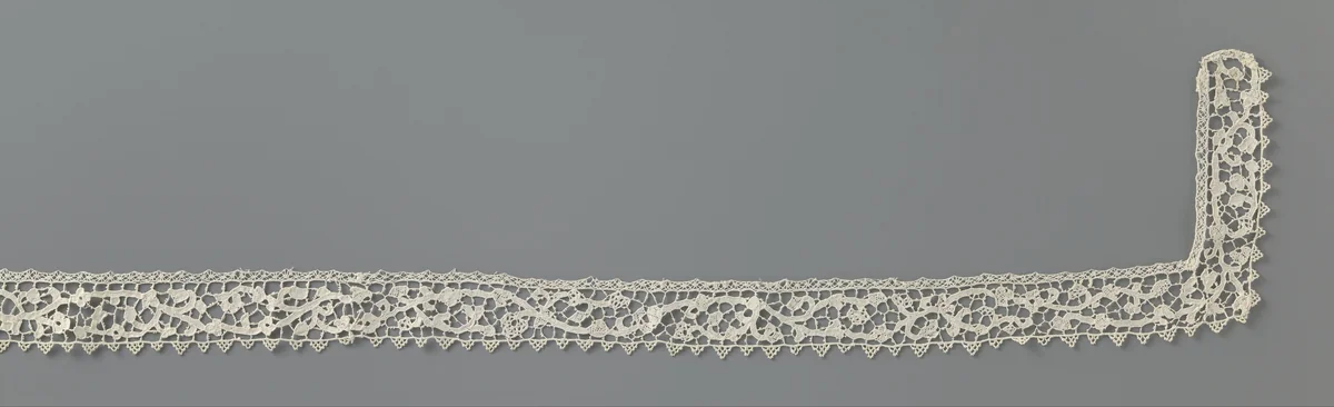 Strook naaldkant met gerekte rank by anonymous, other, 1685-1699