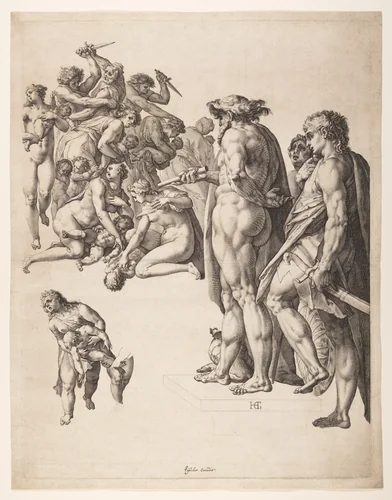 The Massacre of the Innocents by Hendrick Goltzius, print, 1585-1586
