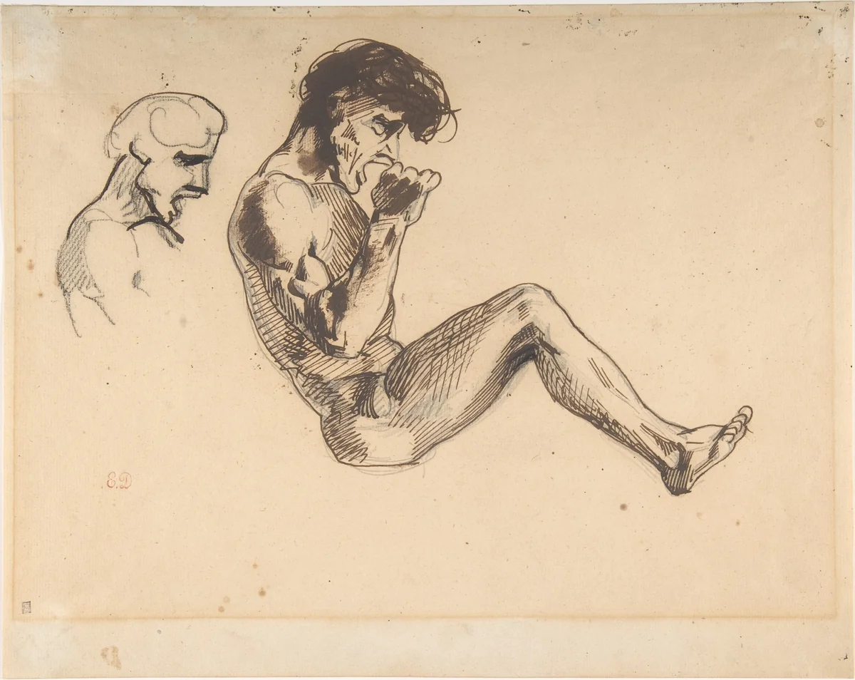 Studies of a Damned Man, for "The Barque of Dante" by Eugène Delacroix, drawing, 1822