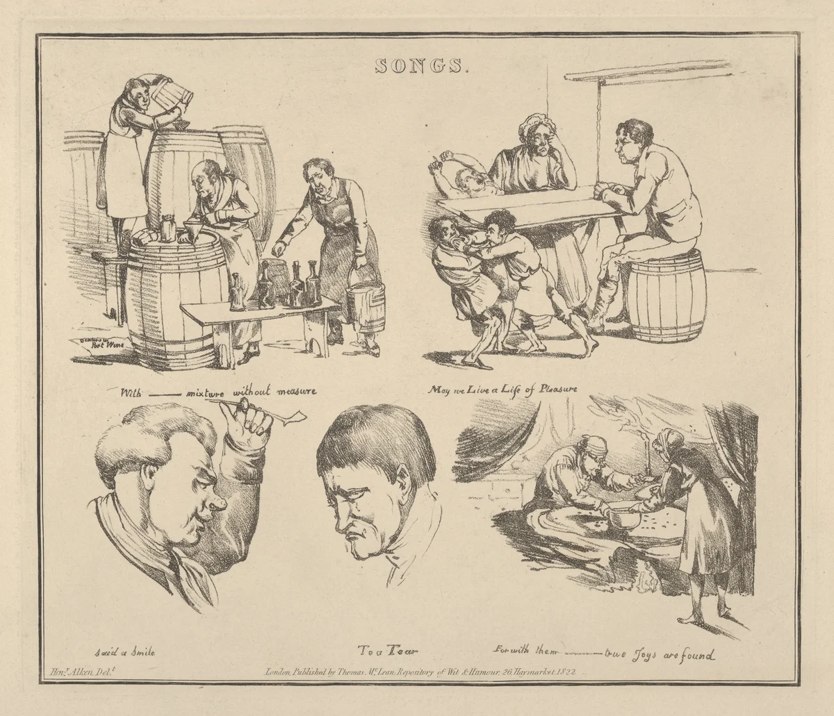 Songs: "With ____ mixture without measure..." by Henry Thomas Alken, print, 1822
