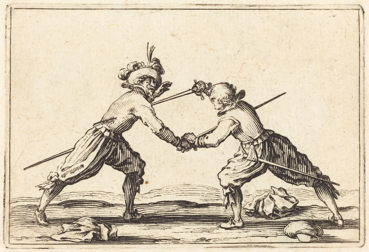 Duel with Swords by Jacques Callot, print, 1622