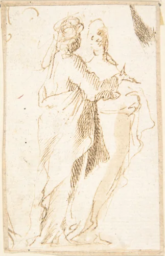 Two Standing Figures by anonymous, drawing, 1600-1700
