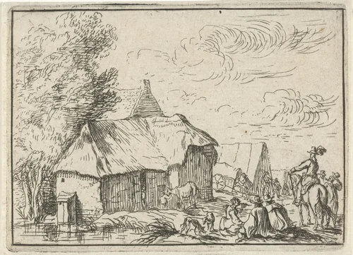 Kampement bij een dorp by Robert van den Hoecke, print, 1632-1668