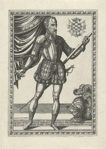 Portret van de hertog van Alva by Frans Huys, print, 1546-1562