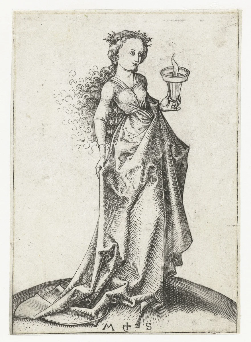 De tweede wijze maagd by Unknown, print, 1470-1491