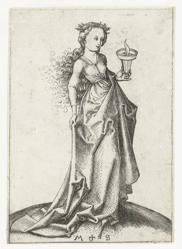 De tweede wijze maagd by Unknown, print, 1470-1491