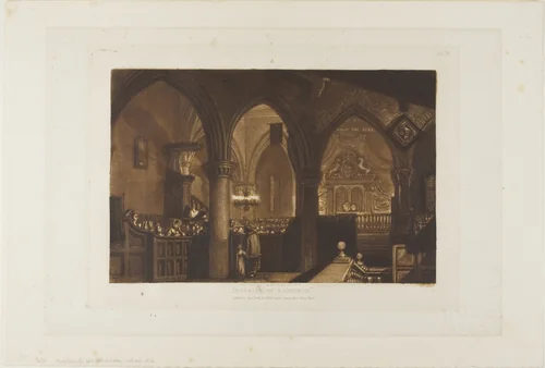 Interior of a Church, plate 70 from Liber Studiorum by Joseph Mallord William Turner, print, 1816