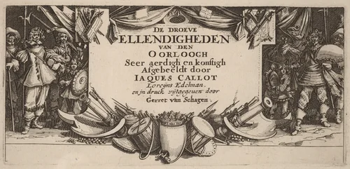 Title Page for "De droeve Ellendigheden van den Oorloogh" by Gerrit van Schagen; Jacques Callot, print, 1637-1647