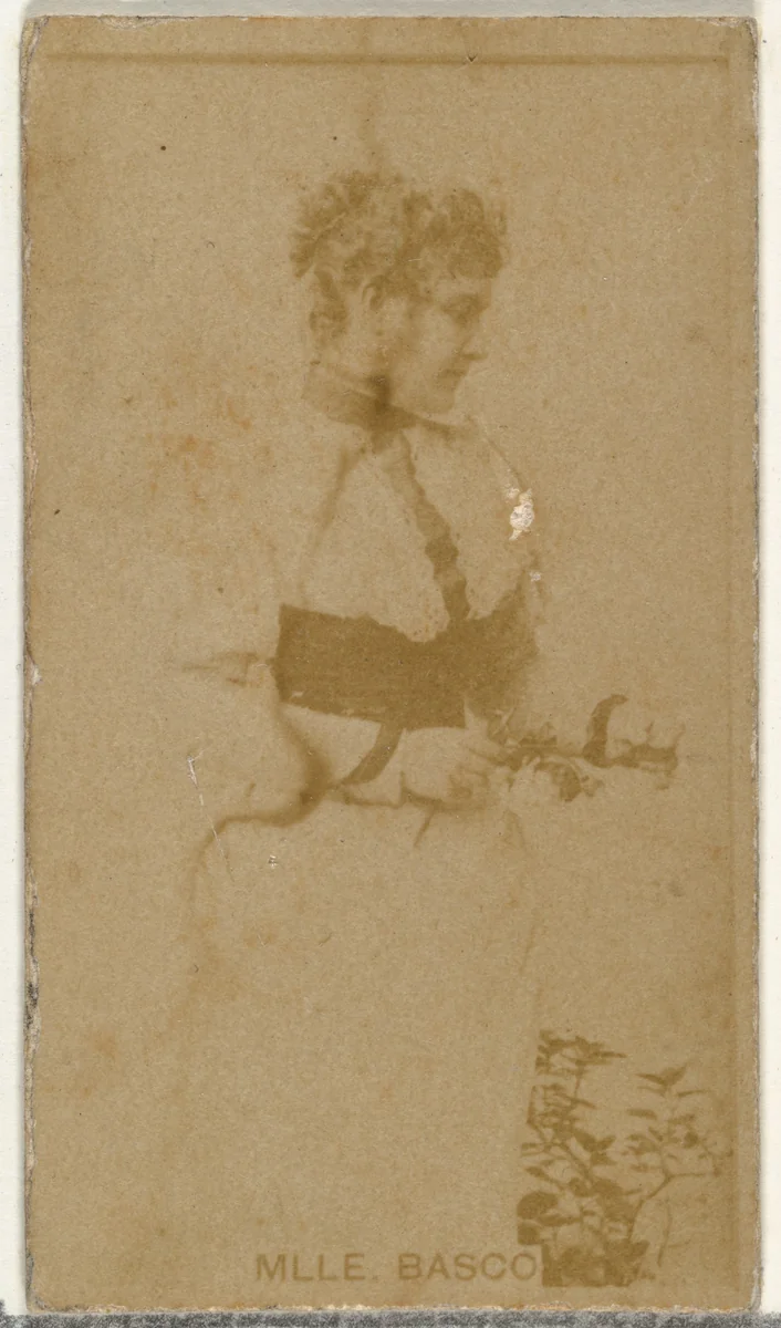 Mlle. Basco, from the Actors and Actresses series (N145-8) issued by Duke Sons & Co. to promote Duke Cigarettes by W. Duke, Sons & Co., photograph, 1890-1895