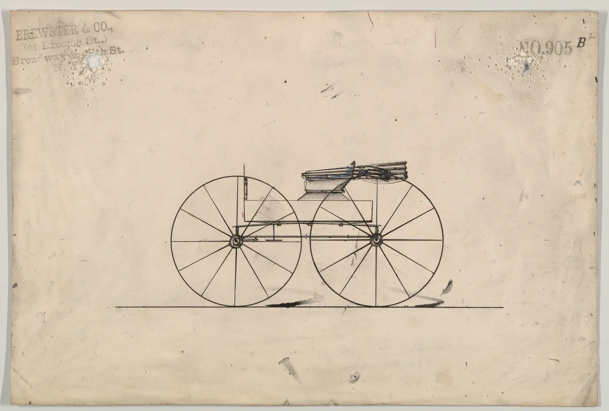 Design for Wagon, no. 905b-2 by Brewster & Co., drawing, 1865-1875