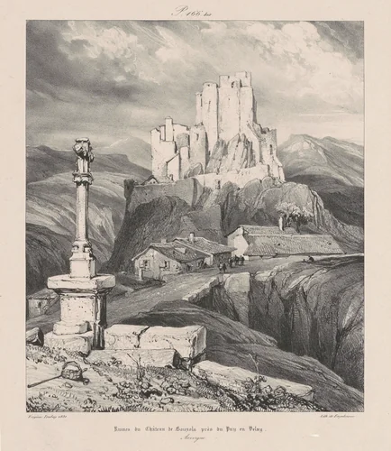 Ruines du Chateau de Bouzols Pres du Puy en Delay by Eugène Isabey, print, 1831