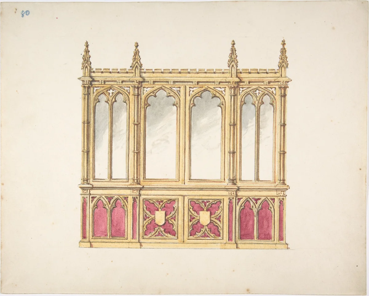 Design for Gothic Tracery and Paneling by anonymous, drawing, 1800-1850