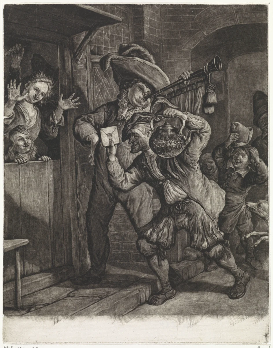 Loterij van Grootebroek, 1694 by Cornelis Dusart, print, 1694