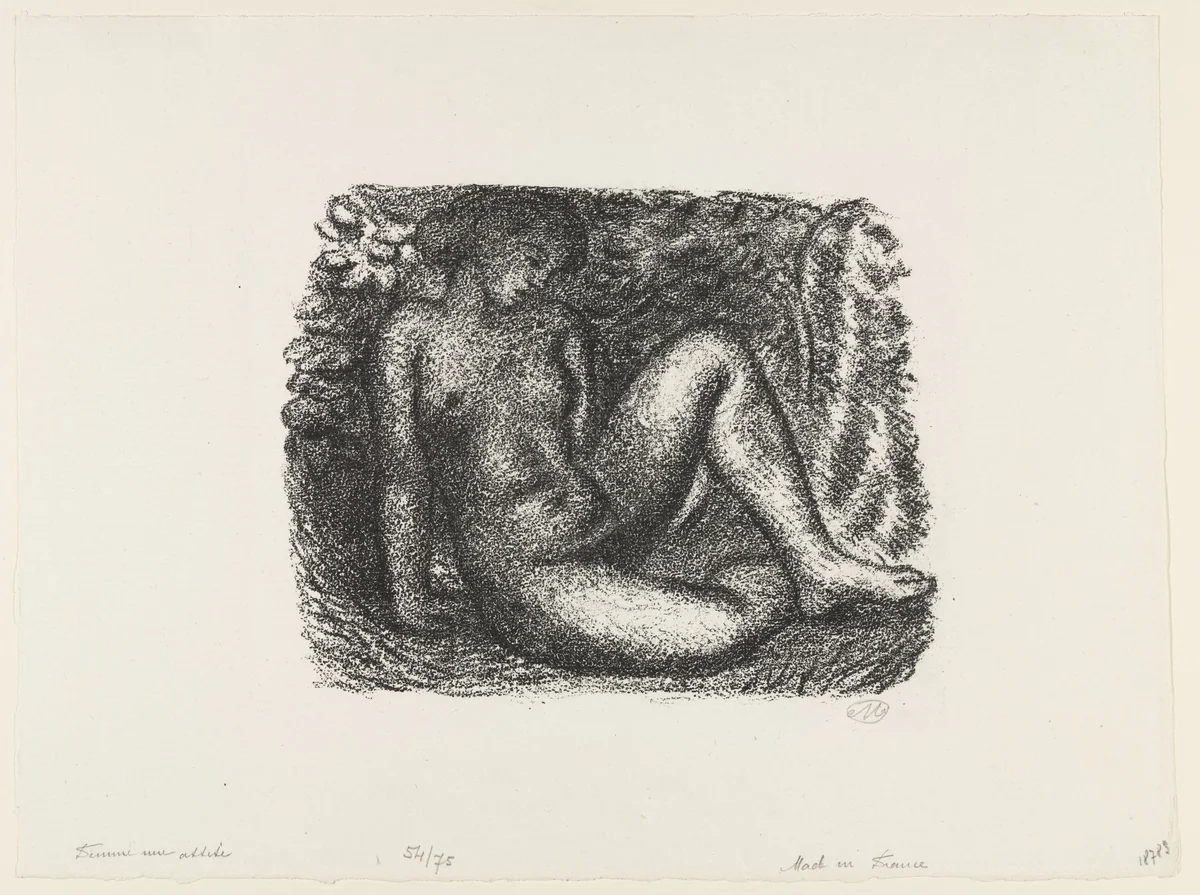 Seated Nude (Femme Nue Assise sous des Feuillages) by Aristide Maillol, print, 1927