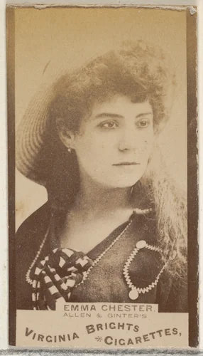 Emma Chester, from the Actors and Actresses series (N45, Type 3) for Virginia Brights Cigarettes by Allen & Ginter, photograph, 1885-1891