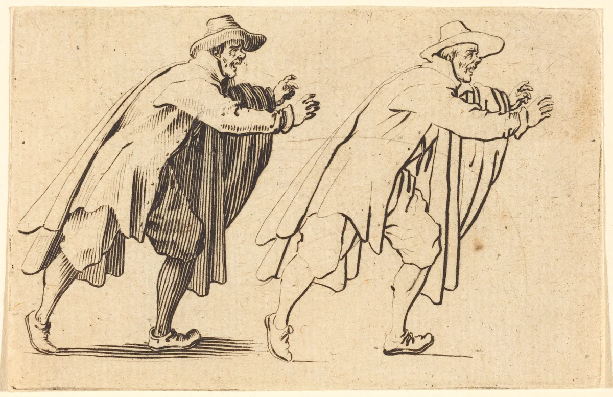 Man Moving Abruptly by Jacques Callot, print, 1622