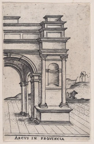 Arcus in Provincia, from "Views of Ancient Roman Temples and Arches" by anonymous, print, 1535-1540