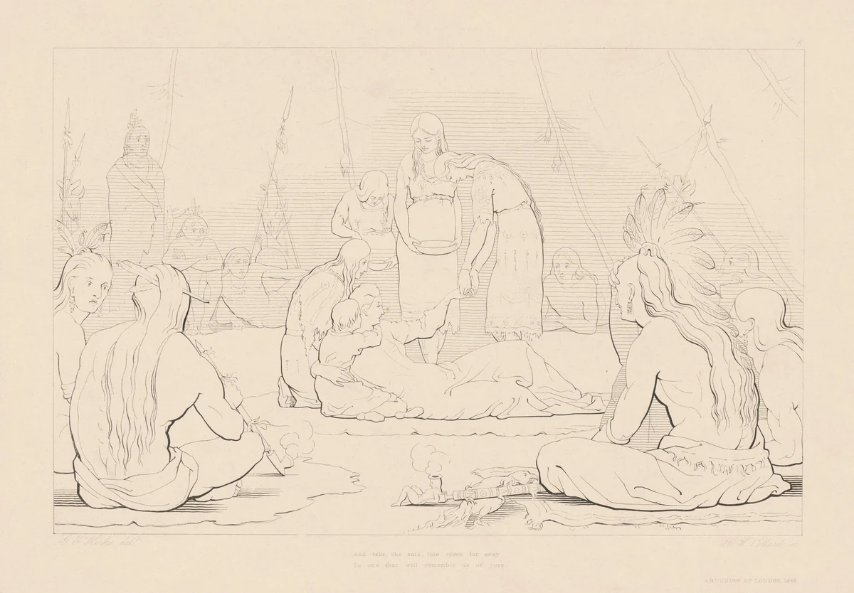 And Take, She Said, This Token Far Away... by H. W. Collard, print, 1846