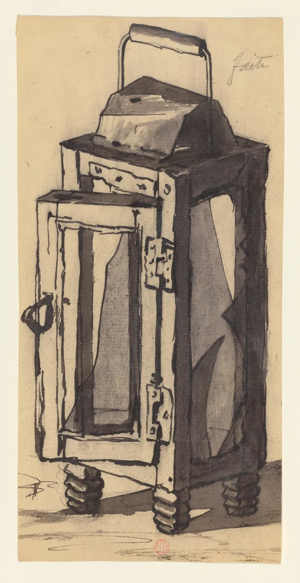 Lantern dedicated to Arsène Alexandre by Henri Guérard, drawing, 1869-1879