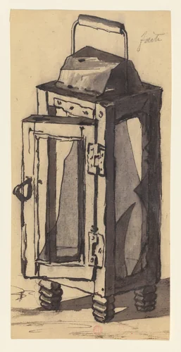 Lantern dedicated to Arsène Alexandre by Henri Guérard, drawing, 1869-1879