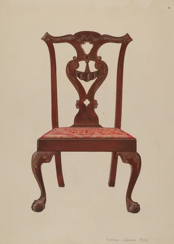 Chippendale Mahogany Side Chair by Arthur Johnson, index of american design, 1936